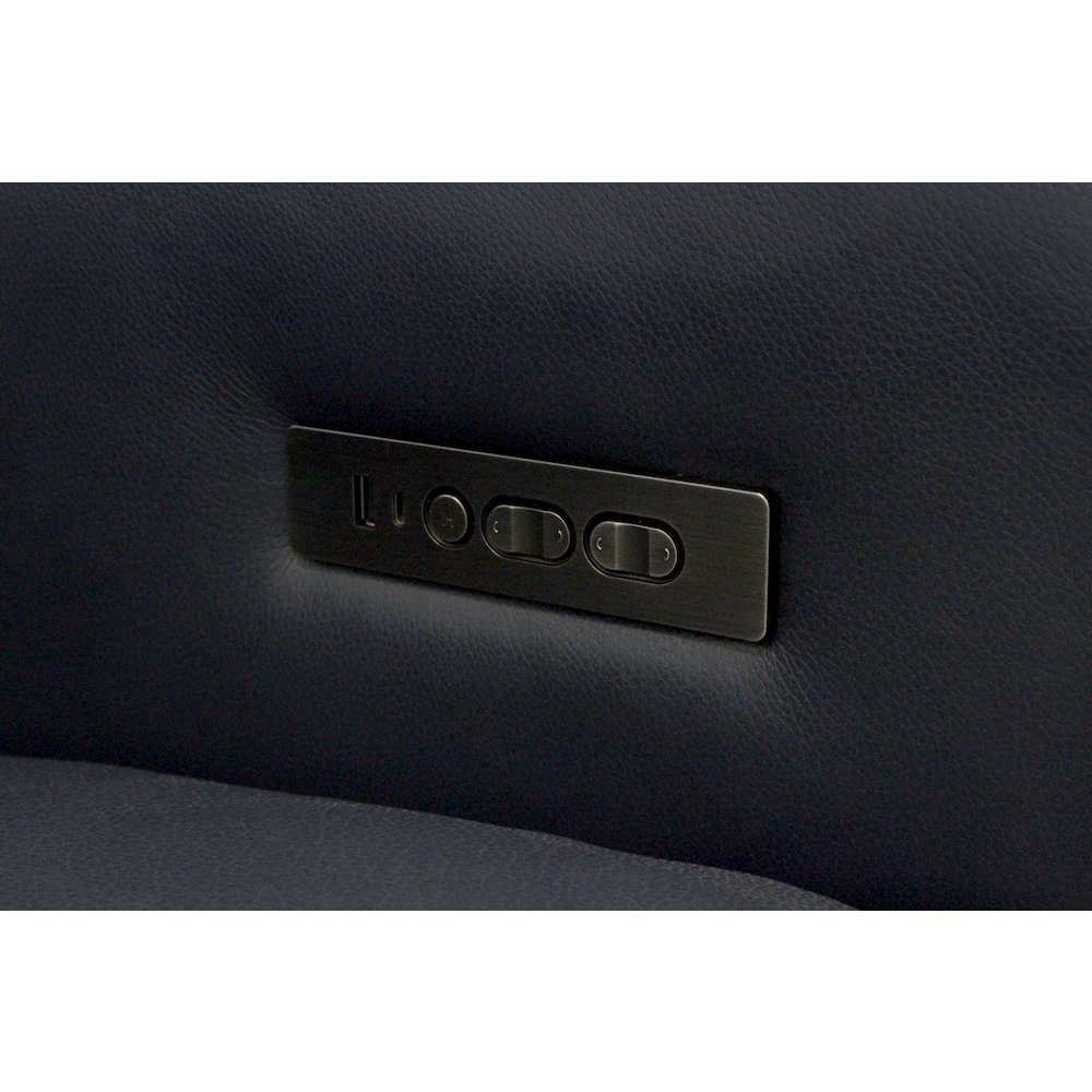 Riseholme Reclining Lounge Chair with Barista Brown Legs and Blue Full-Leather. Picture 9