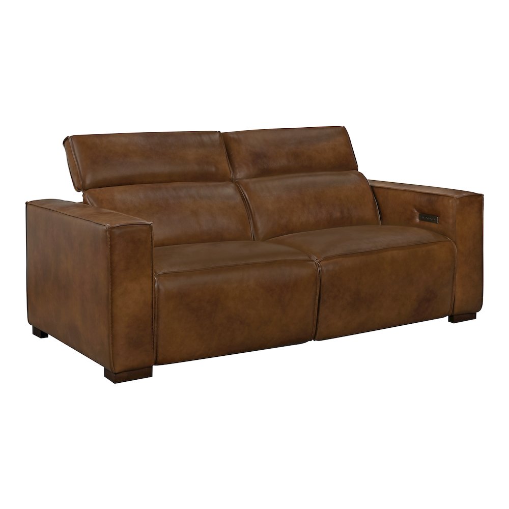 Riseholme Reclining Sofa with Barista Brown Legs and Tan Full-Leather. Picture 5