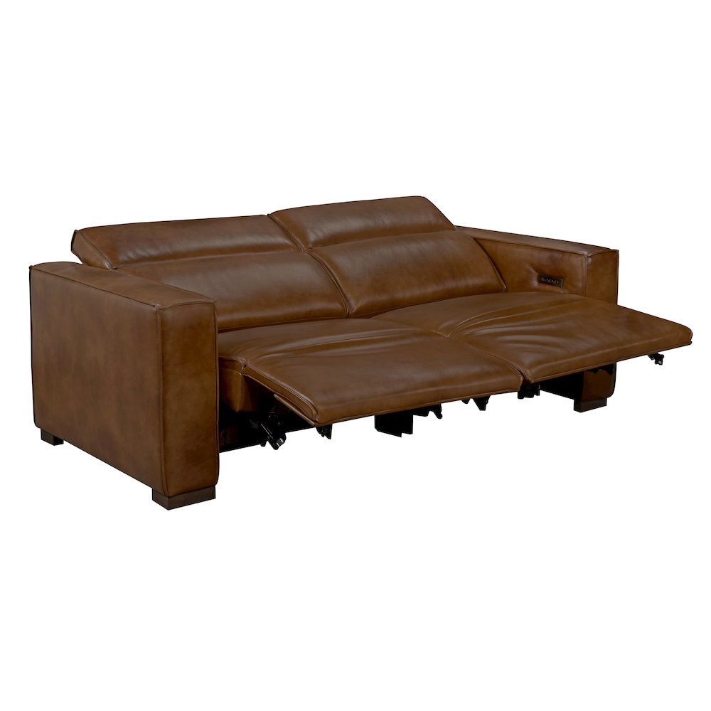 Riseholme Reclining Sofa with Barista Brown Legs and Tan Full-Leather. Picture 7