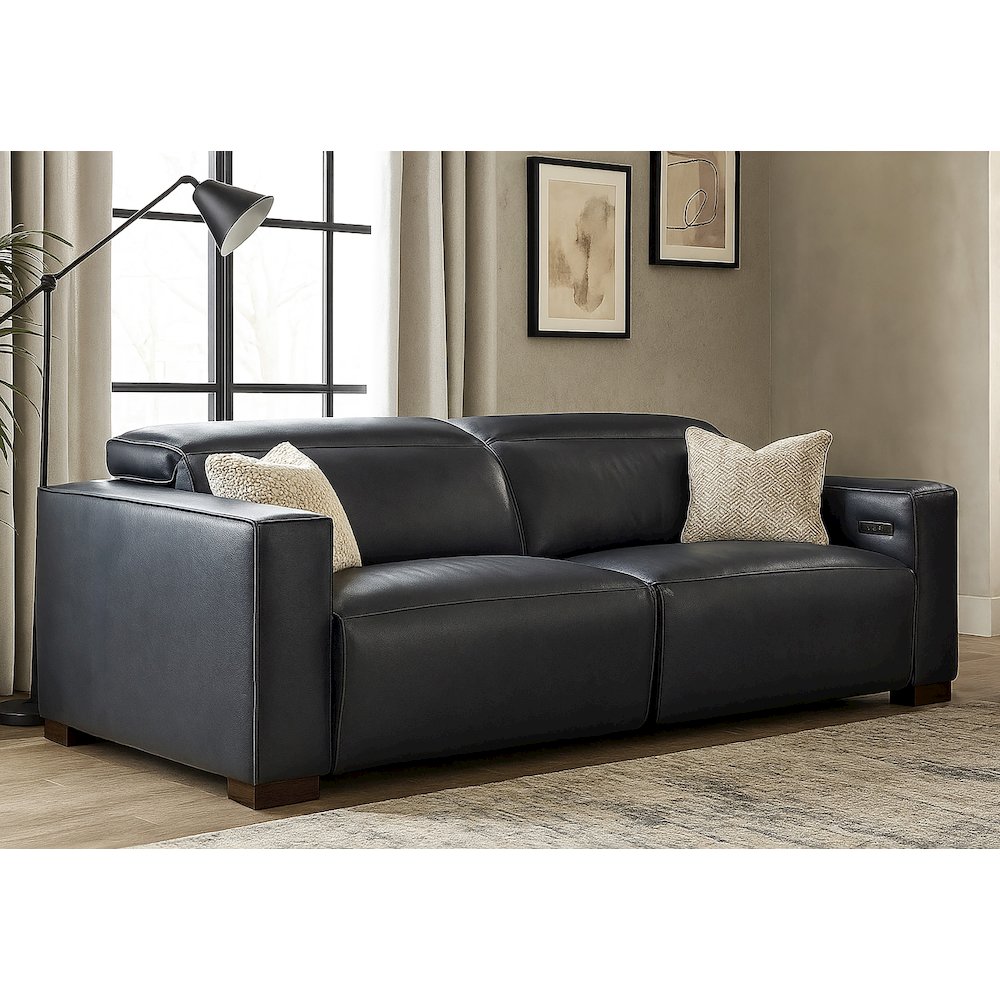 Riseholme Reclining Sofa in Blue Full-Leather. Picture 22