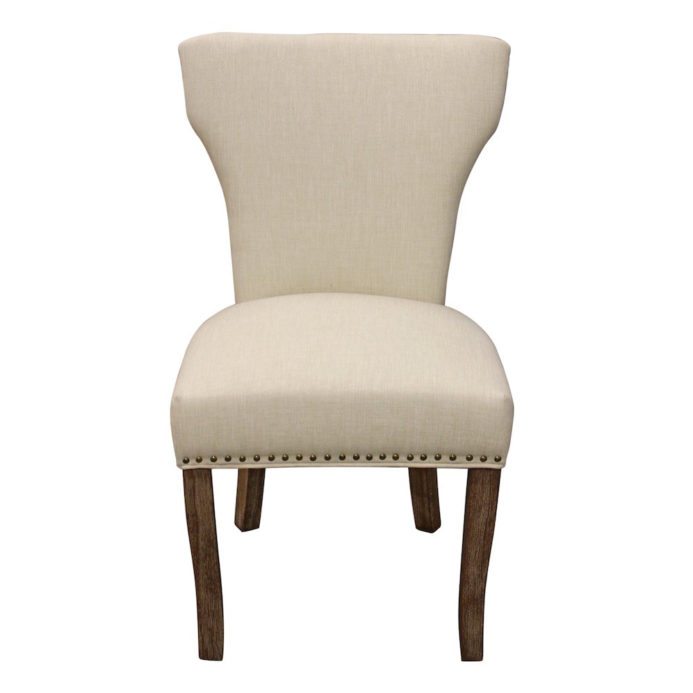 9-Piece Dining Set 8 Jill Dining Chairs in Ivory Fabric Dark Brown Legs. Picture 6