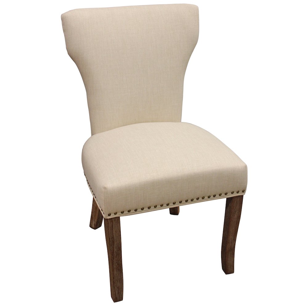 9-Piece Dining Set 8 Jill Dining Chairs in Ivory Fabric Dark Brown Legs. Picture 7