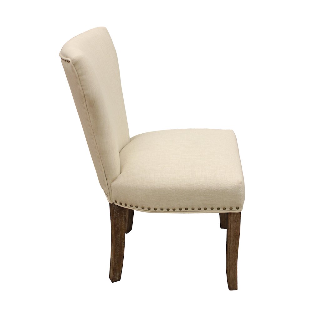 9-Piece Dining Set 8 Jill Dining Chairs in Ivory Fabric Dark Brown Legs. Picture 8