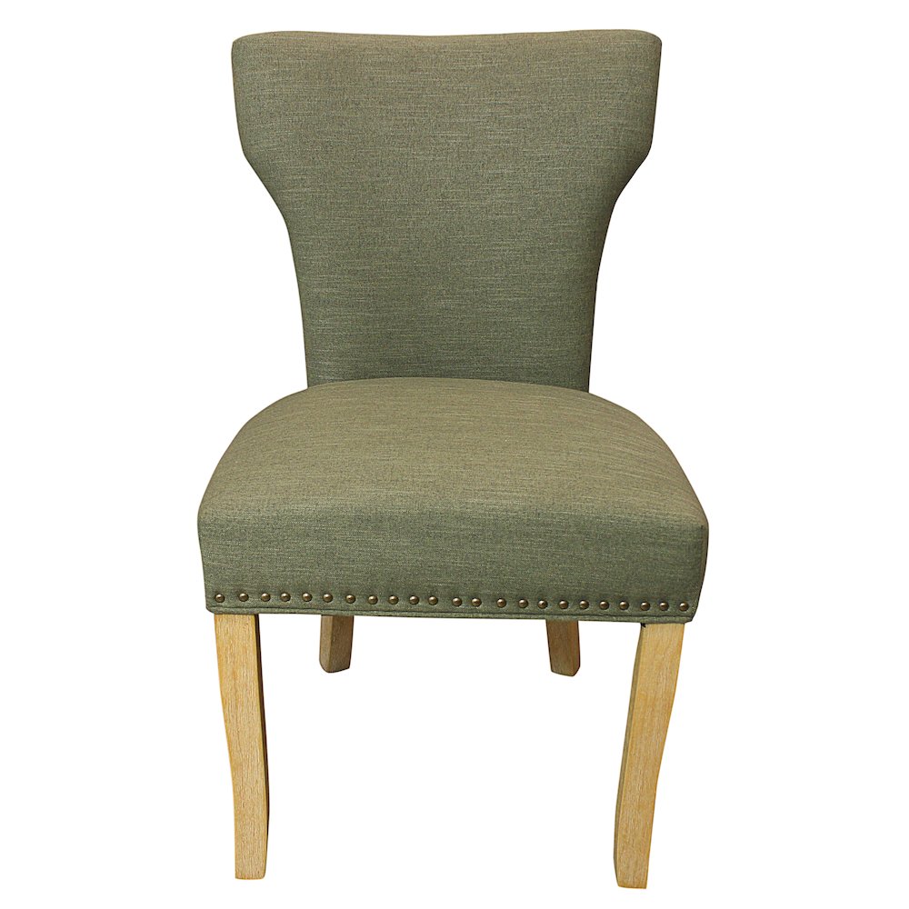 9-Piece Dining Set 8 Jill Dining Chairs in Green Fabric Natural Legs. Picture 8