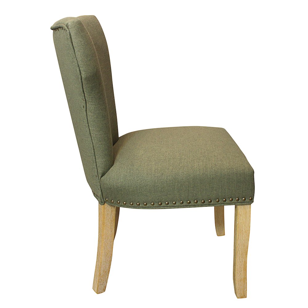 9-Piece Dining Set 8 Jill Dining Chairs in Green Fabric Natural Legs. Picture 6