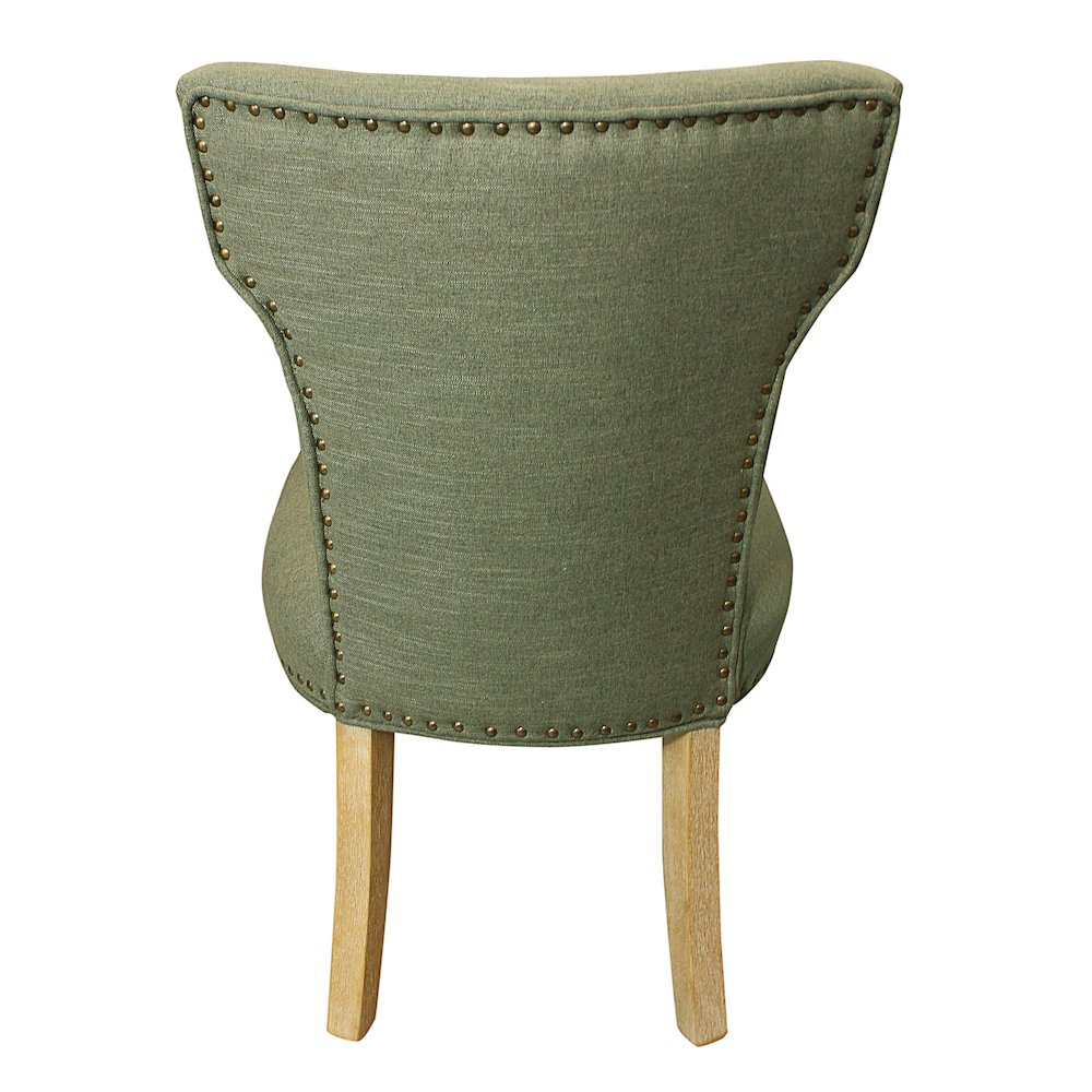 9-Piece Dining Set 8 Jill Dining Chairs in Green Fabric Natural Legs. Picture 9