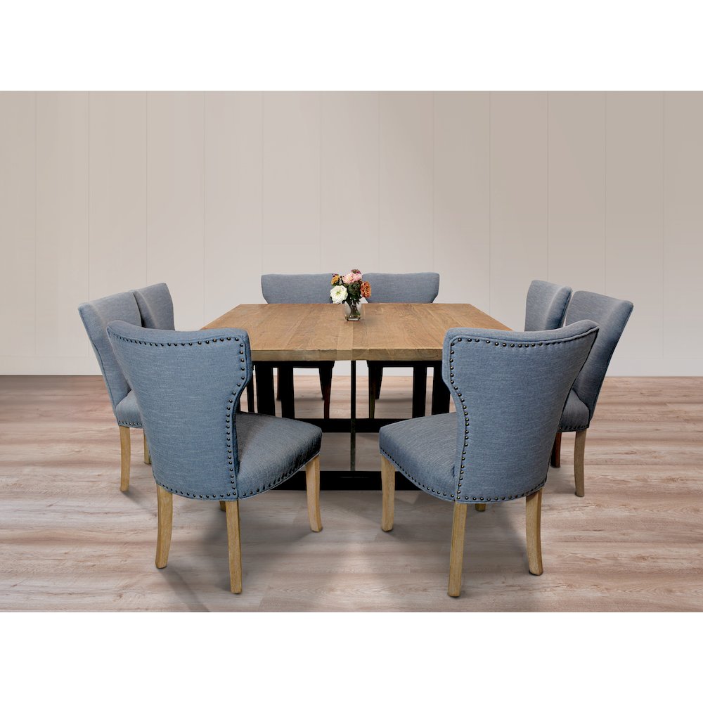 Jill Linen Fabric Side Chair Denim with Natural Legs - Set of 2. Picture 8