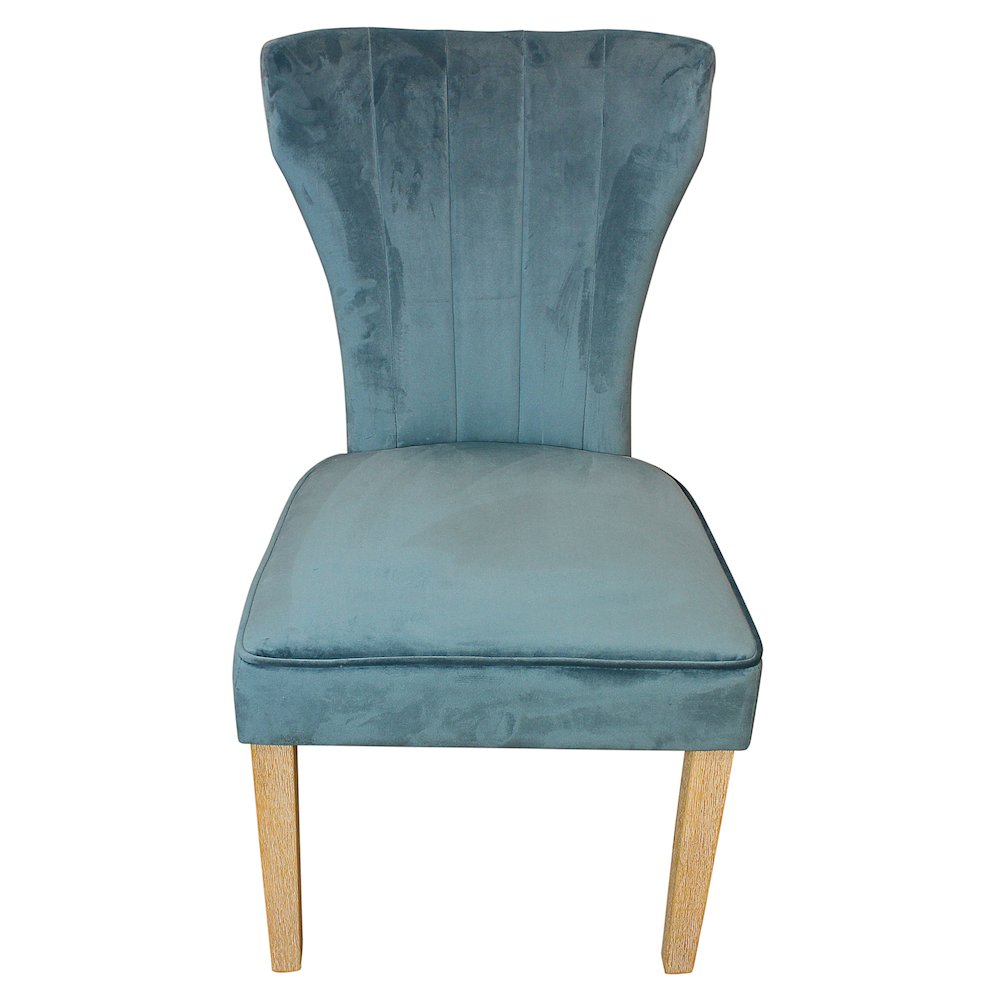 9-Piece Dining Set 8 Cleo Dining Chairs in Velvet Teal Fabric Natural Legs. Picture 6