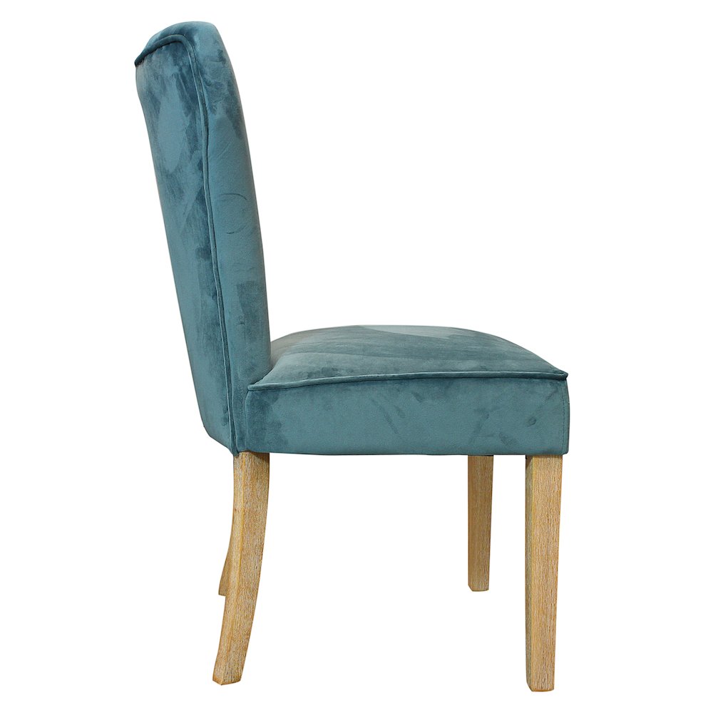 9-Piece Dining Set 8 Cleo Dining Chairs in Velvet Teal Fabric Natural Legs. Picture 7