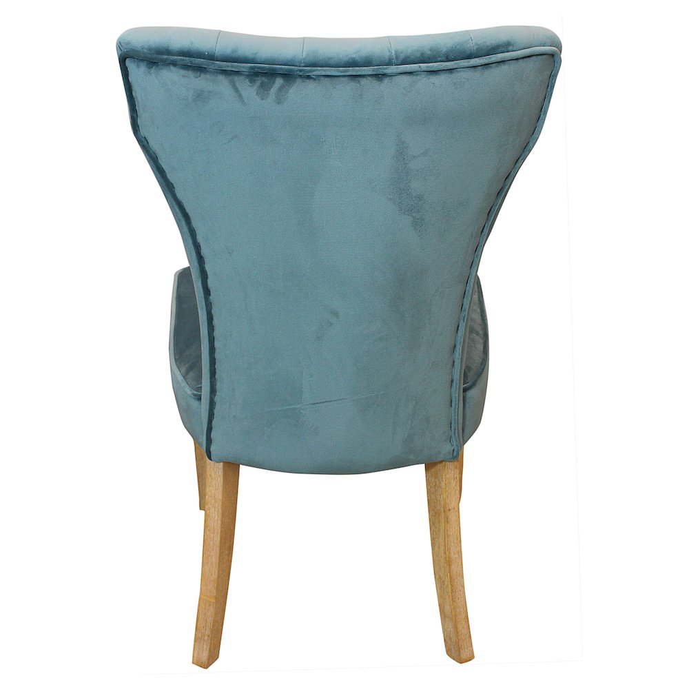 9-Piece Dining Set 8 Cleo Dining Chairs in Velvet Teal Fabric Natural Legs. Picture 9
