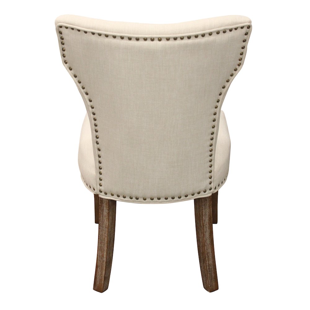 9-Piece 72 Dining Set 8 Jill Dining Chairs in Ivory Linen Fabric Dark Brown Legs. Picture 11