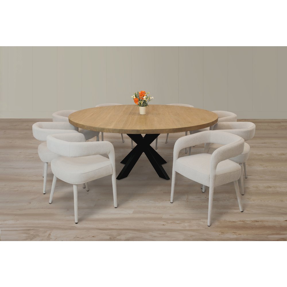 Logan 9-Piece 72" Dining Set with 8 Galway Dining Chairs in Ivory Linen Fabric. Picture 2