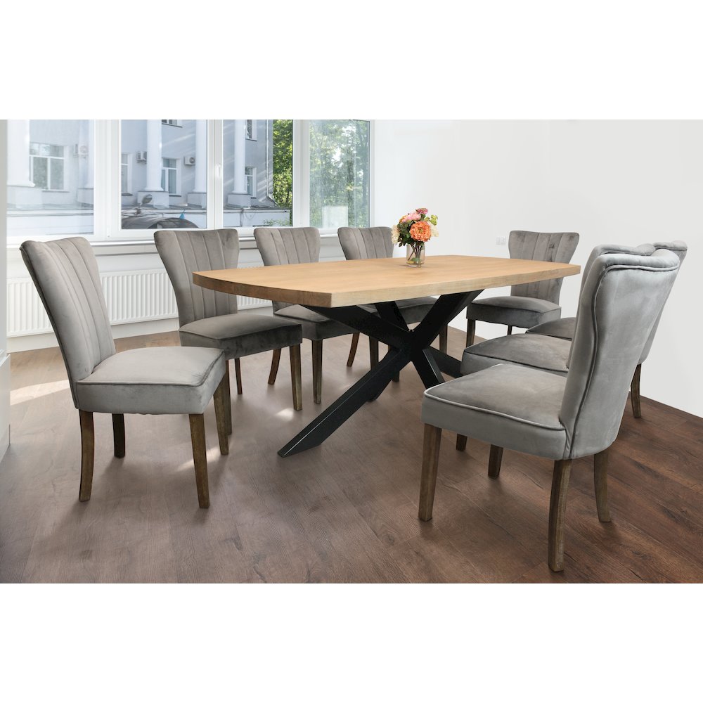 Logan 82" Dining Table, with 8 Cleo Mink Dining Chairs. Picture 2