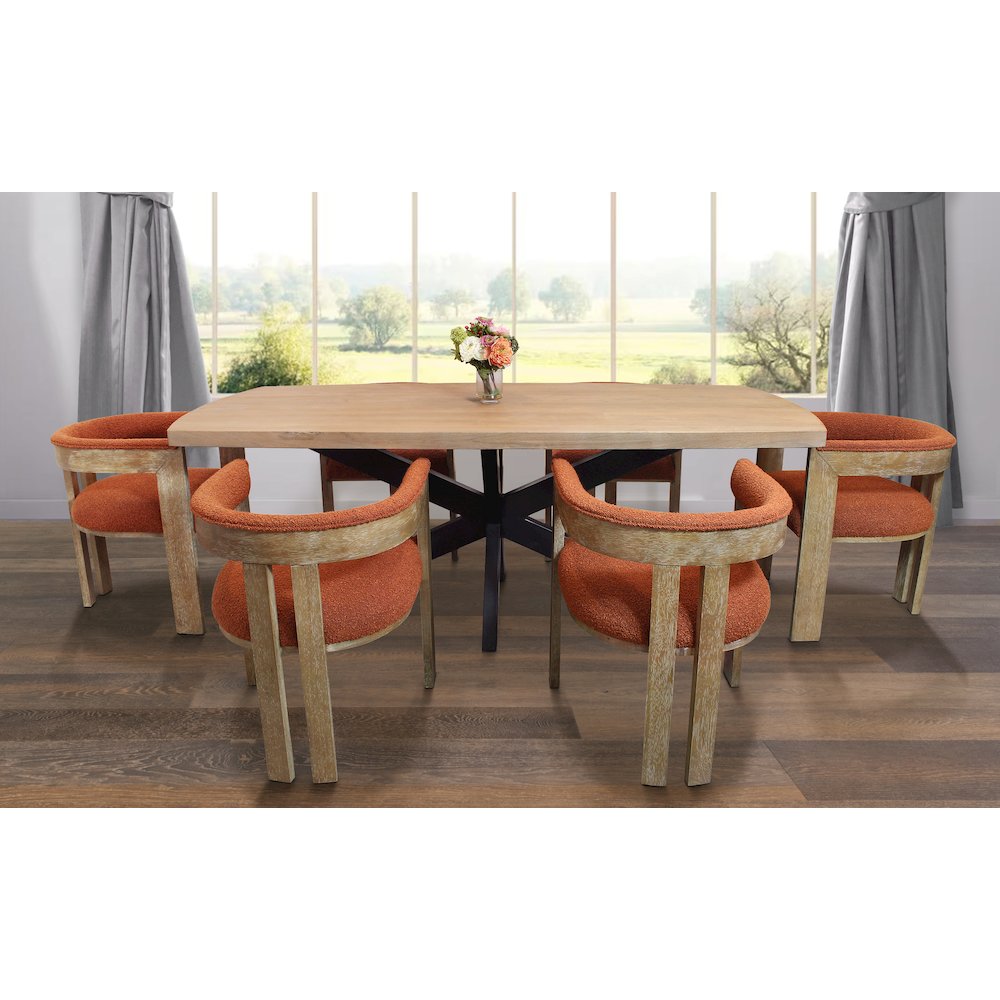 Logan 82" Dining Table with 6 Trish Rust Arm Chairs. Picture 2