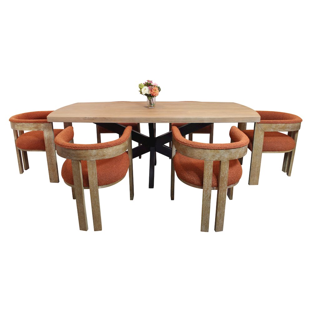 Logan 82" Dining Table with 6 Trish Rust Arm Chairs. Picture 13