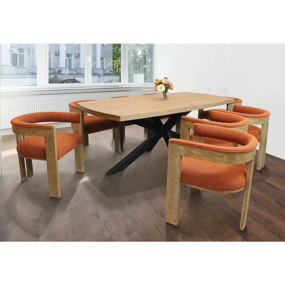 Logan 82" Dining Table with 8 Trish Rust Arm Chairs. Picture 2