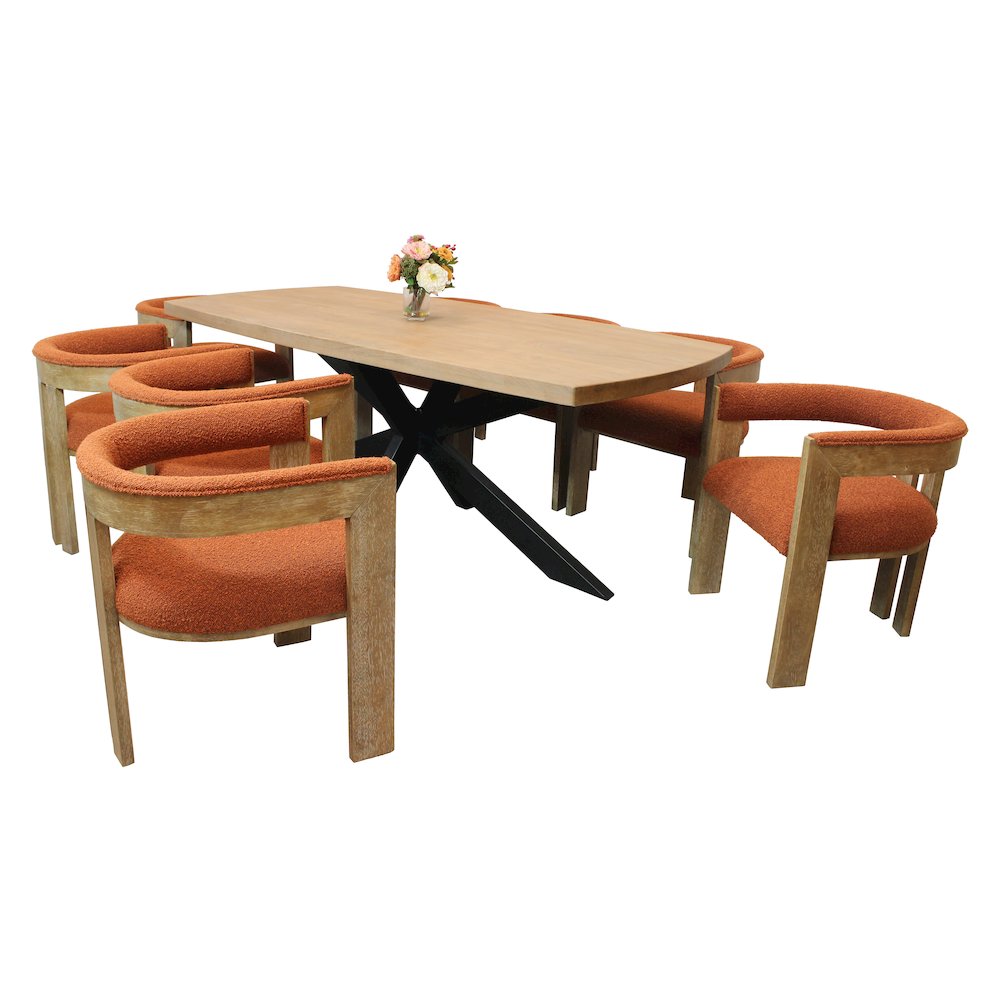 Logan 82" Dining Table with 8 Trish Rust Arm Chairs. Picture 13