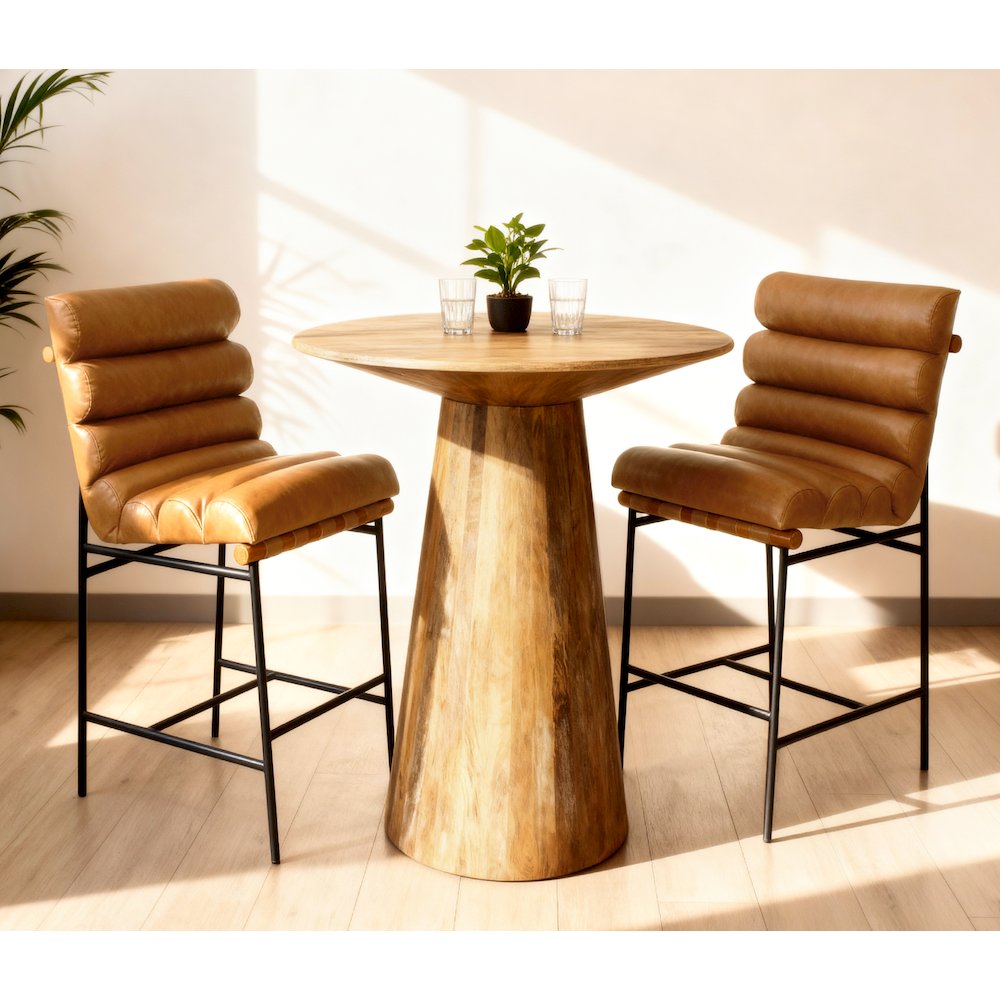 Layla Bar Stool in Tan Leather. Picture 10