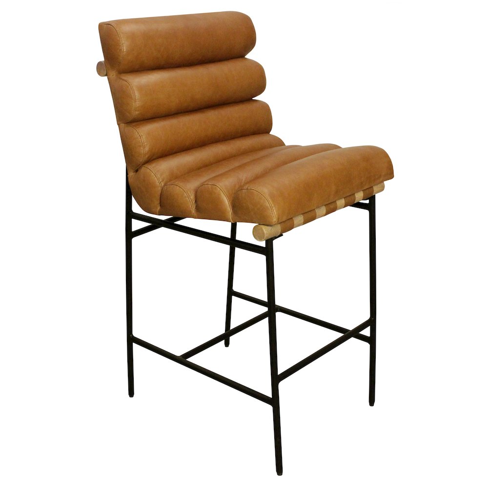 Layla Bar Stool in Tan Leather. Picture 12