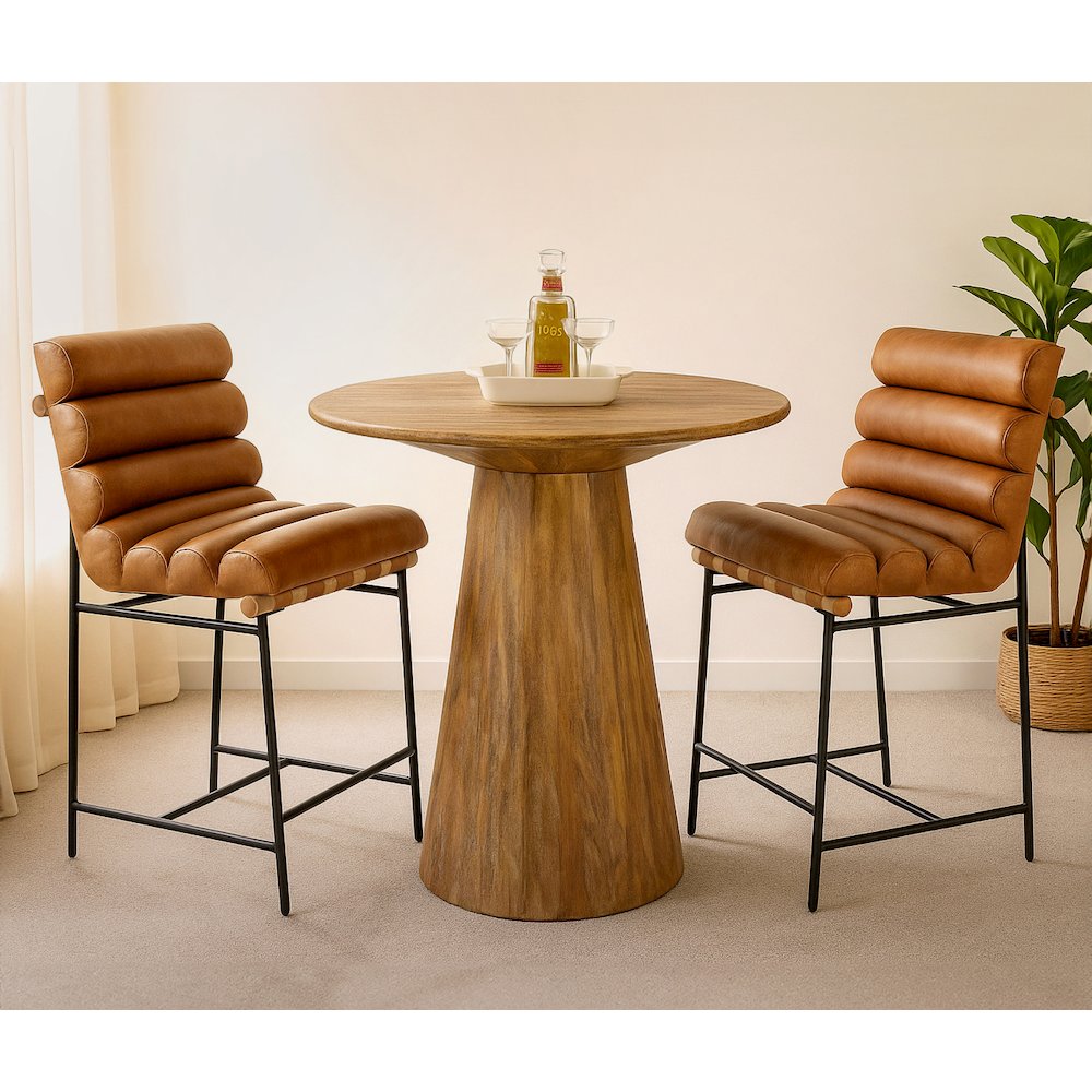 Layla Counter Stool in Tan Leather. Picture 9