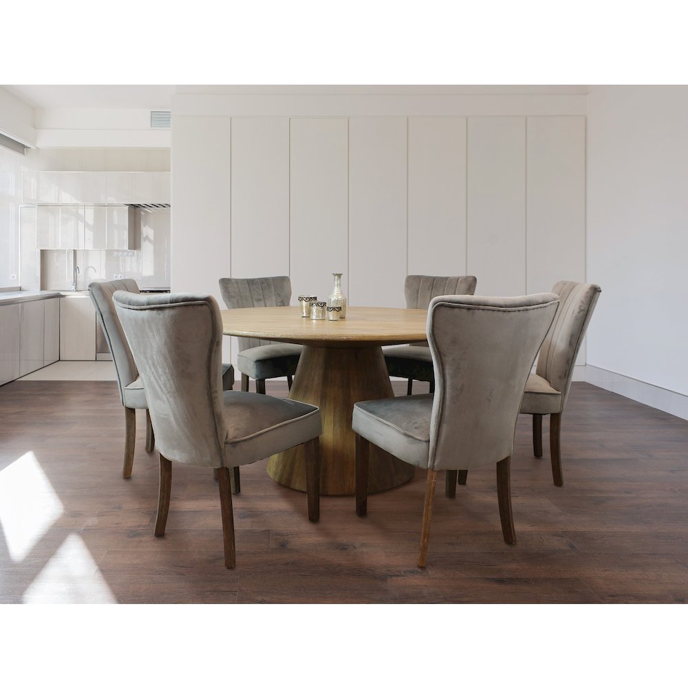 Jaden 60" Dining Table with 3 sets of Cleo Side Chairs in Mink. Picture 3