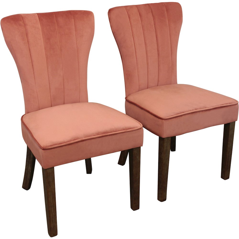 Jenna 48" Dining Table with 2 Sets of Cleo Chairs in Blush Velvet Fabric. Picture 5