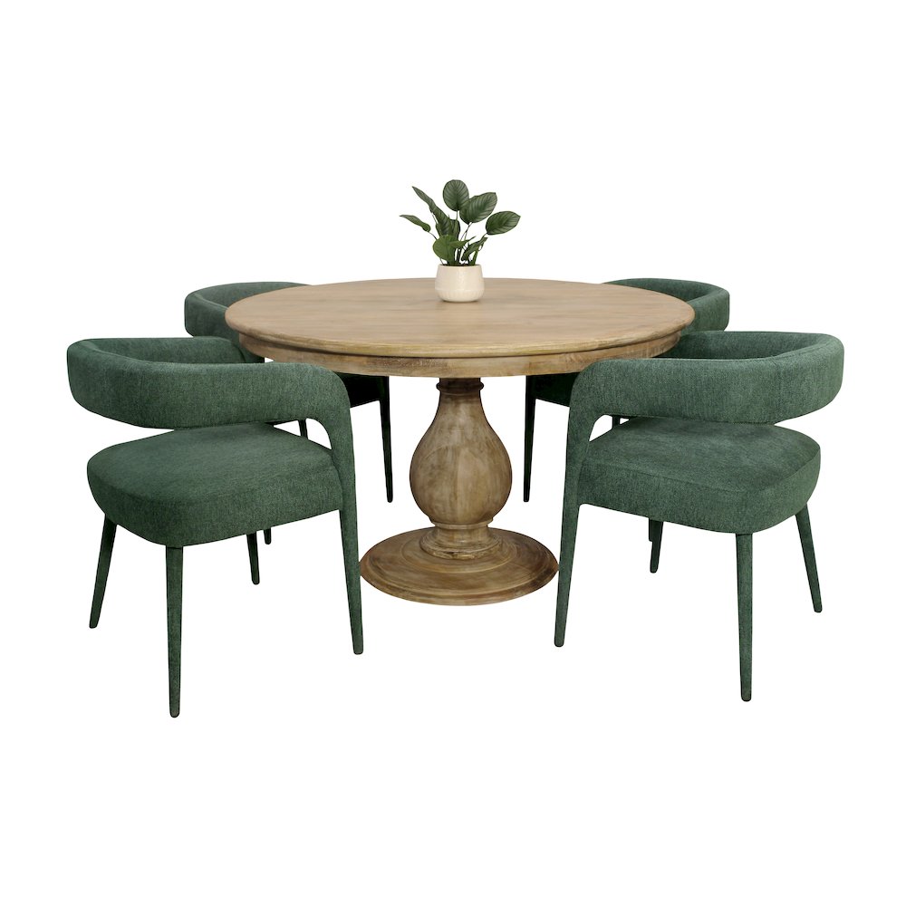Jenna 48" Dining Table with 2 Sets of Galway Chairs in Teal Linen Fabric. Picture 6