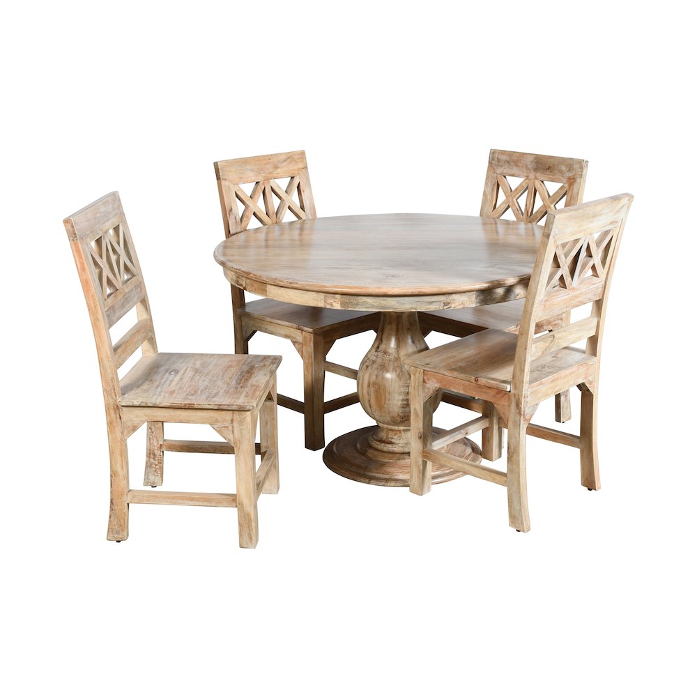 Jenna 48" Round Table with 2 sets of Solid Wood Chairs. Picture 1