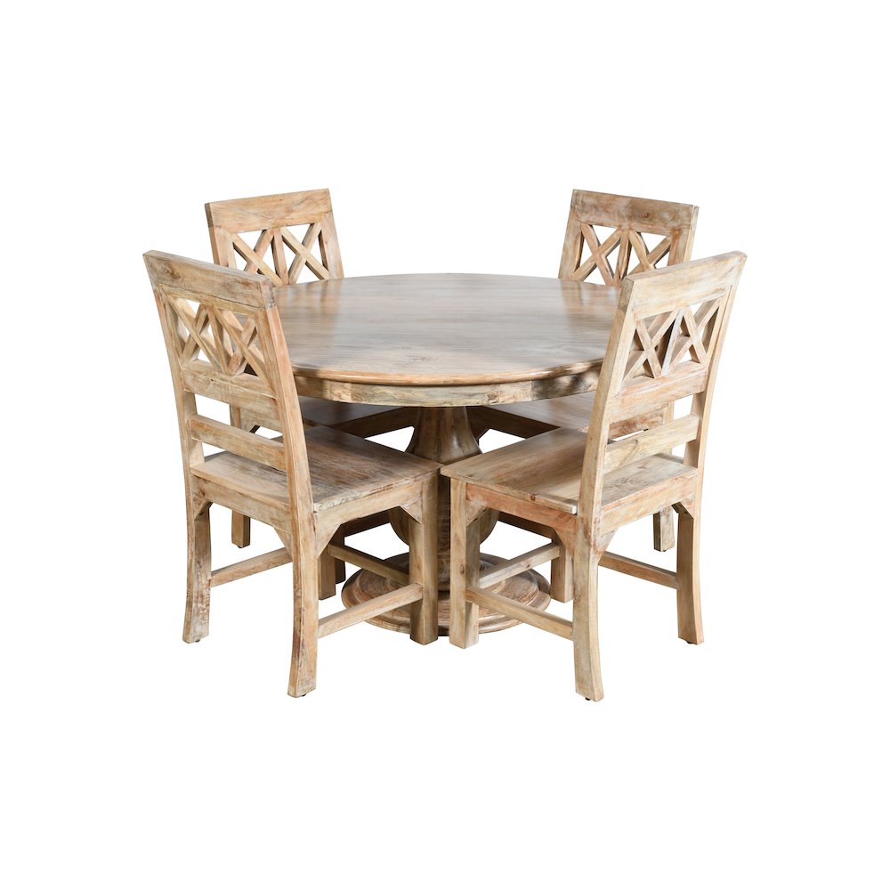 Jenna 48" Round Table with 2 sets of Solid Wood Chairs. Picture 2
