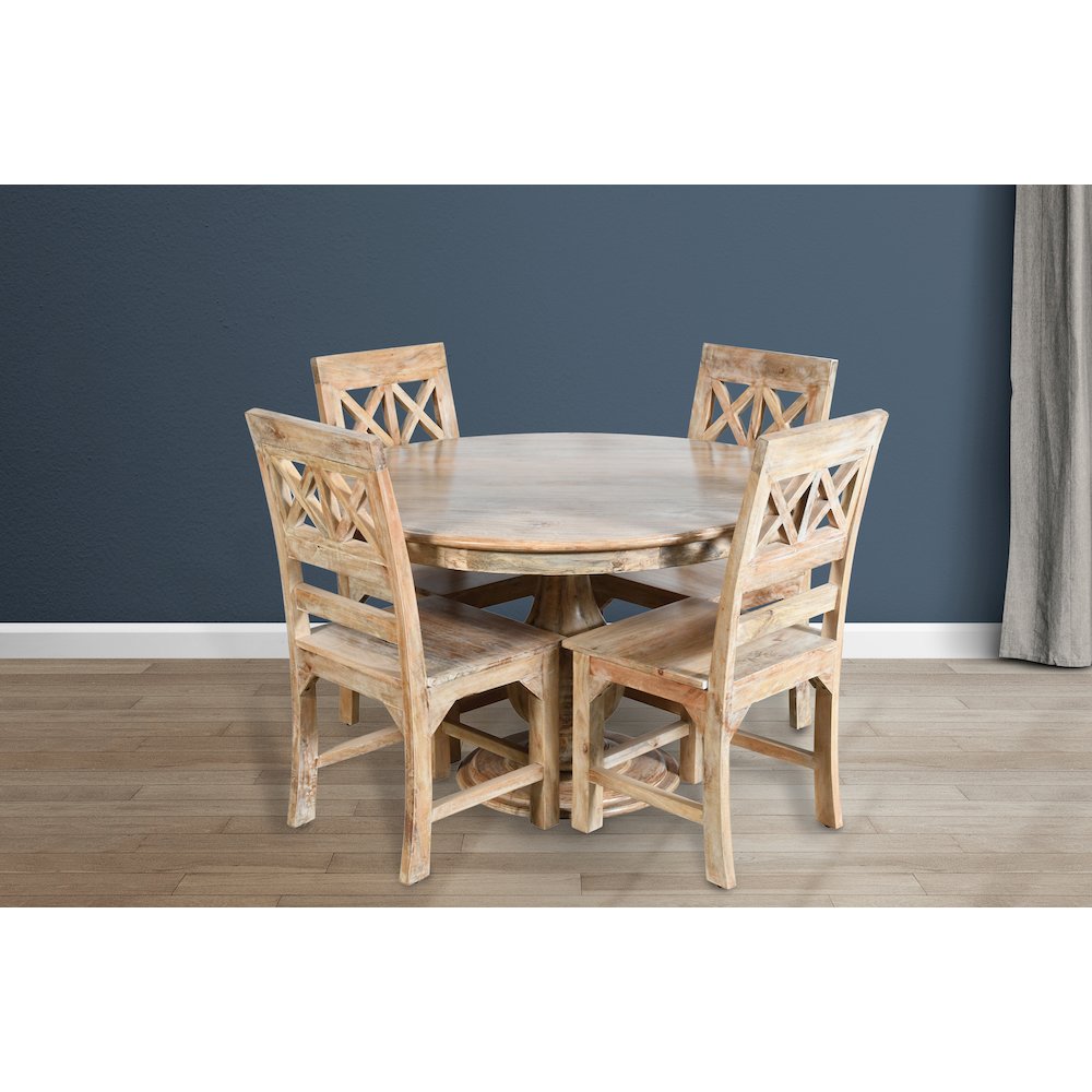 Jenna 48" Round Table with 2 sets of Solid Wood Chairs. Picture 5