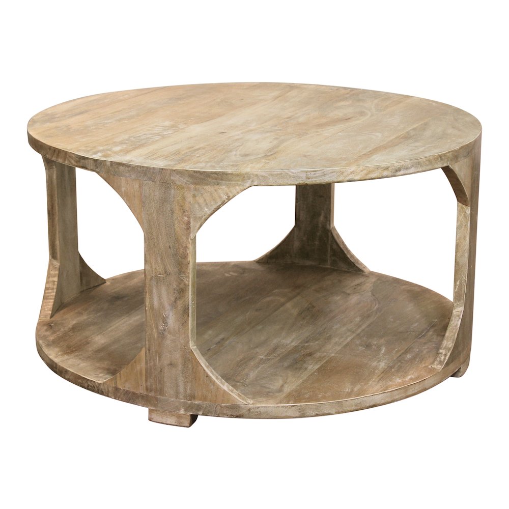 Jenna Round Cocktail Table with Shelf. Picture 1