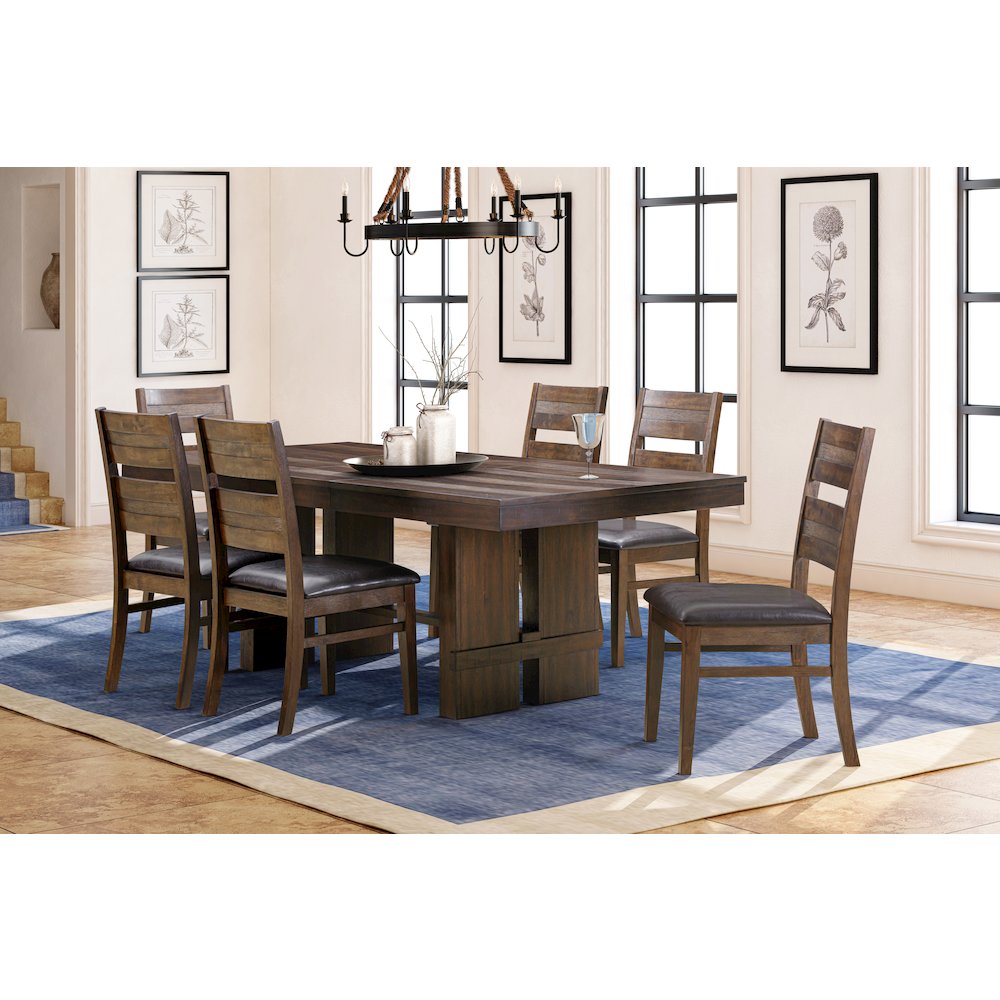 Dale 7-Piece Dining Set with 3 Sets of Chairs in Antique Brown. Picture 3