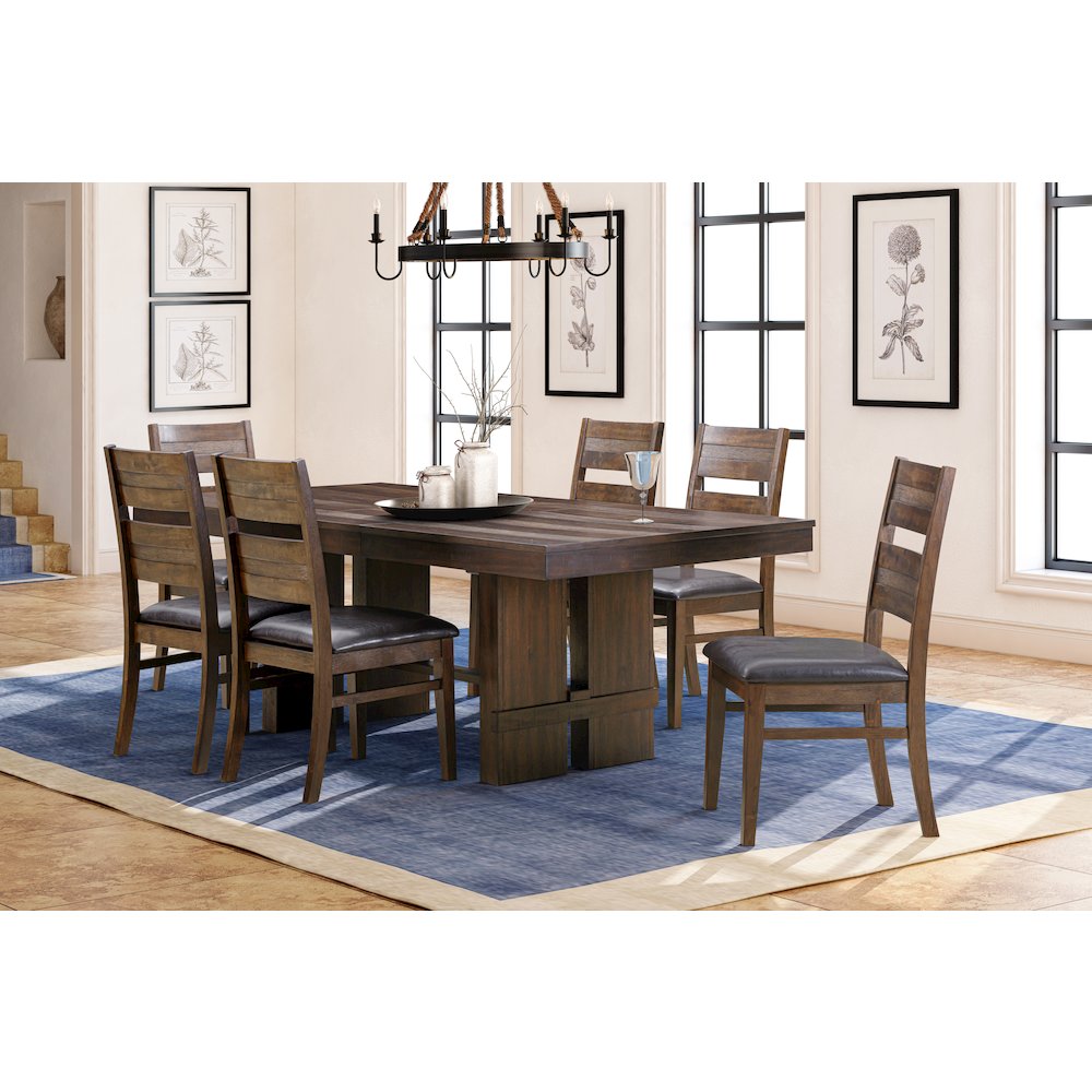 Dale 7-Piece Dining Set with 3 Sets of Chairs in Antique Brown. Picture 2