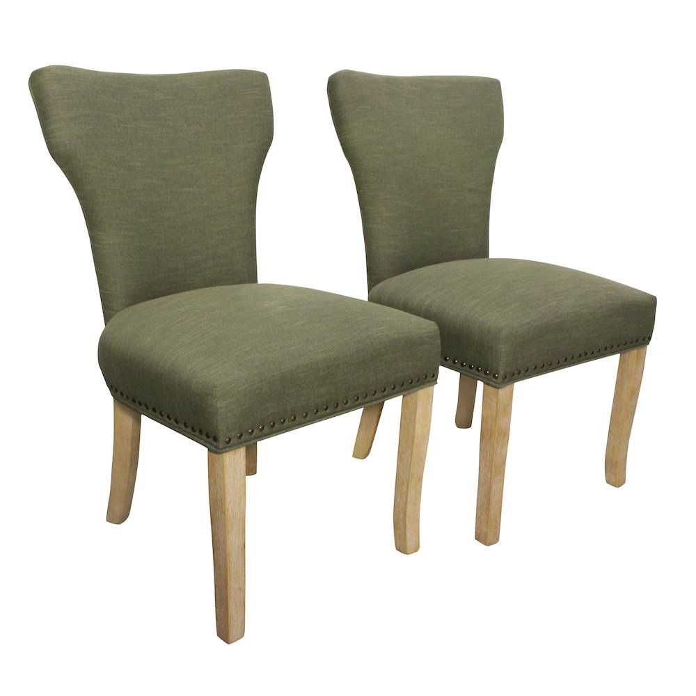 Transitional Jill Side Chair In Green Weave Fabric in Natural 2-Piece Set. Picture 9