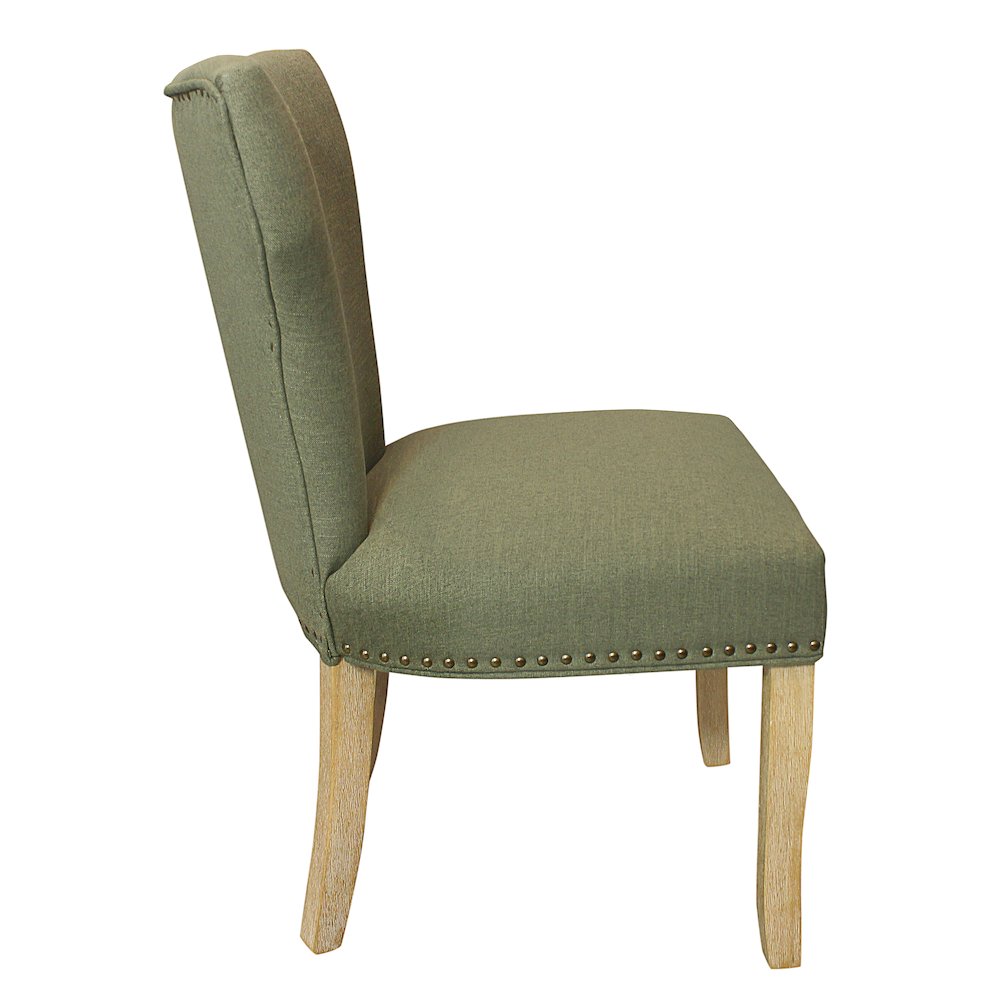 Transitional Jill Side Chair In Green Weave Fabric in Natural 2-Piece Set. Picture 14