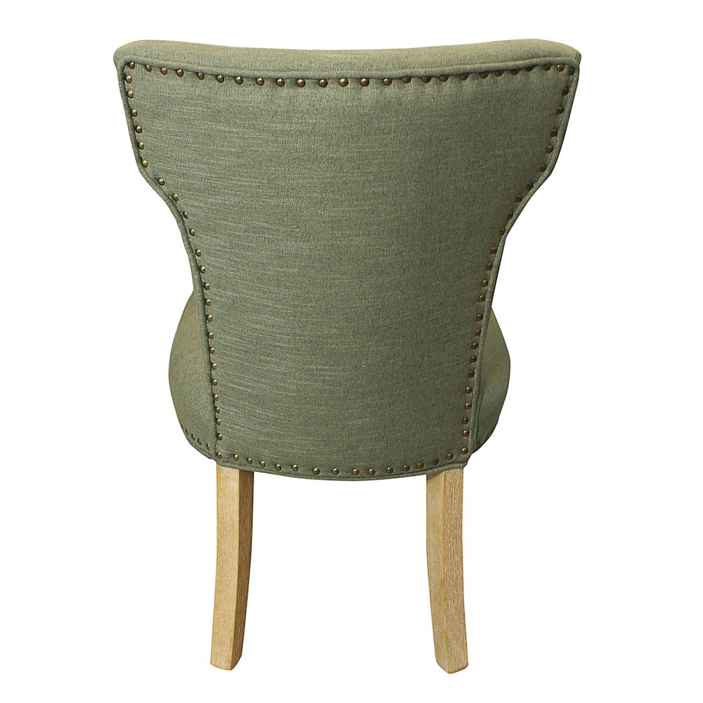 Transitional Jill Side Chair In Green Weave Fabric in Natural 2-Piece Set. Picture 15