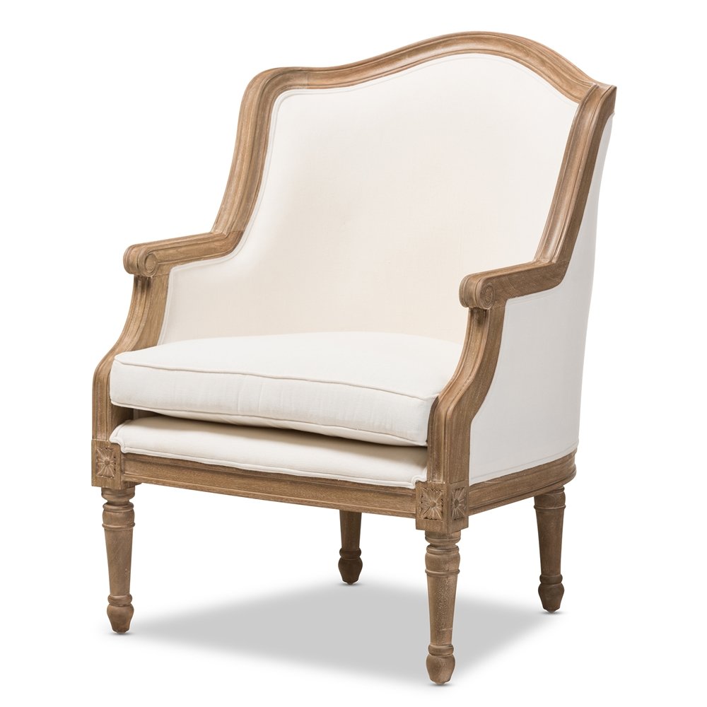 Baxton Studio Charlemagne Traditional French Accent Chair-Oak. Picture 1