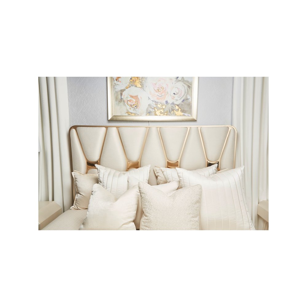 La Rachelle Cal. King Upholstered Panel Bed - Champagne. Picture 3