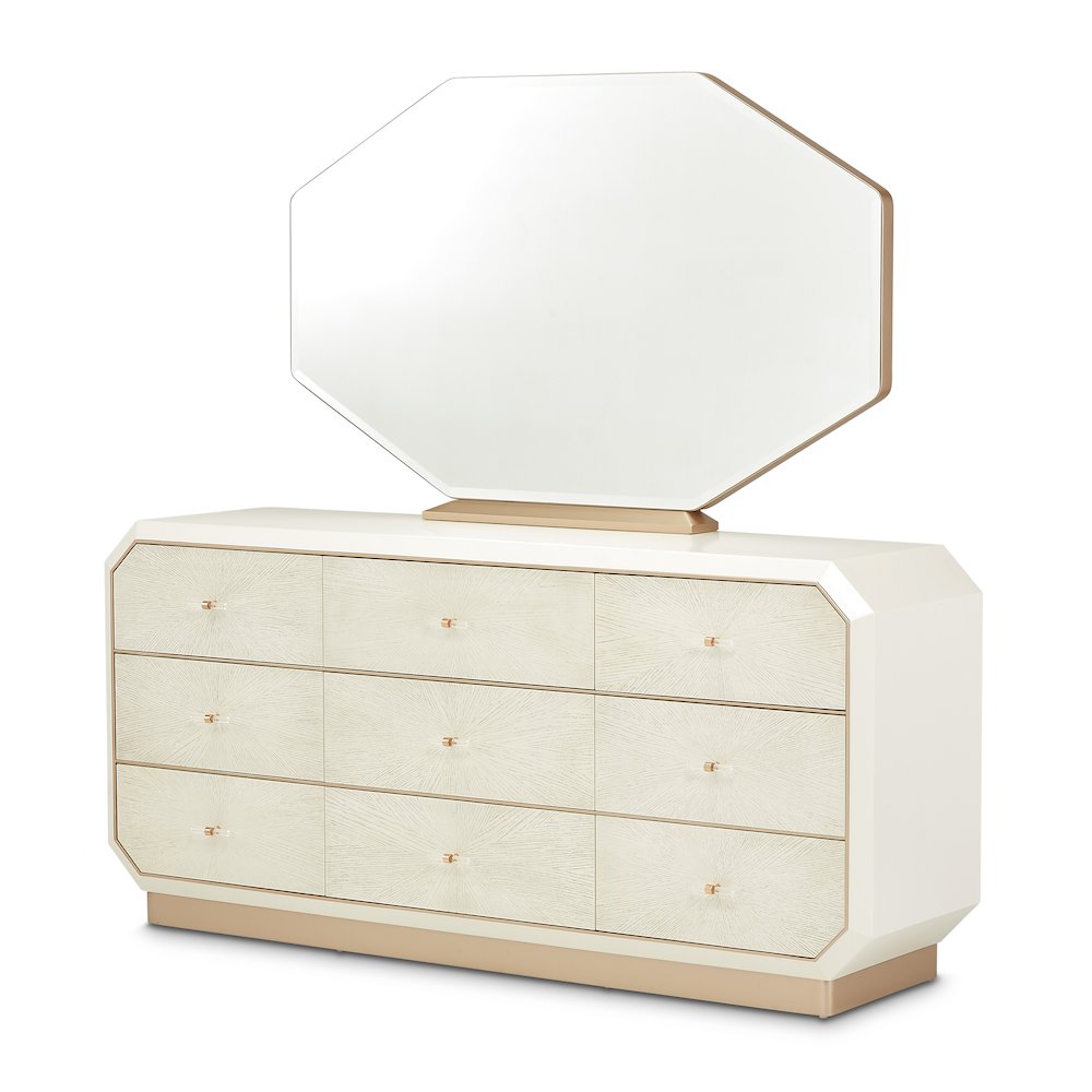 La Rachelle Dresser with Mirror - Champagne. Picture 1