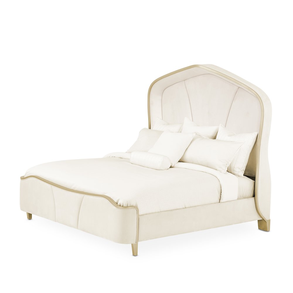 Malibu Crest Eastern King Curved Panel Bed - Chardonnay. Picture 1