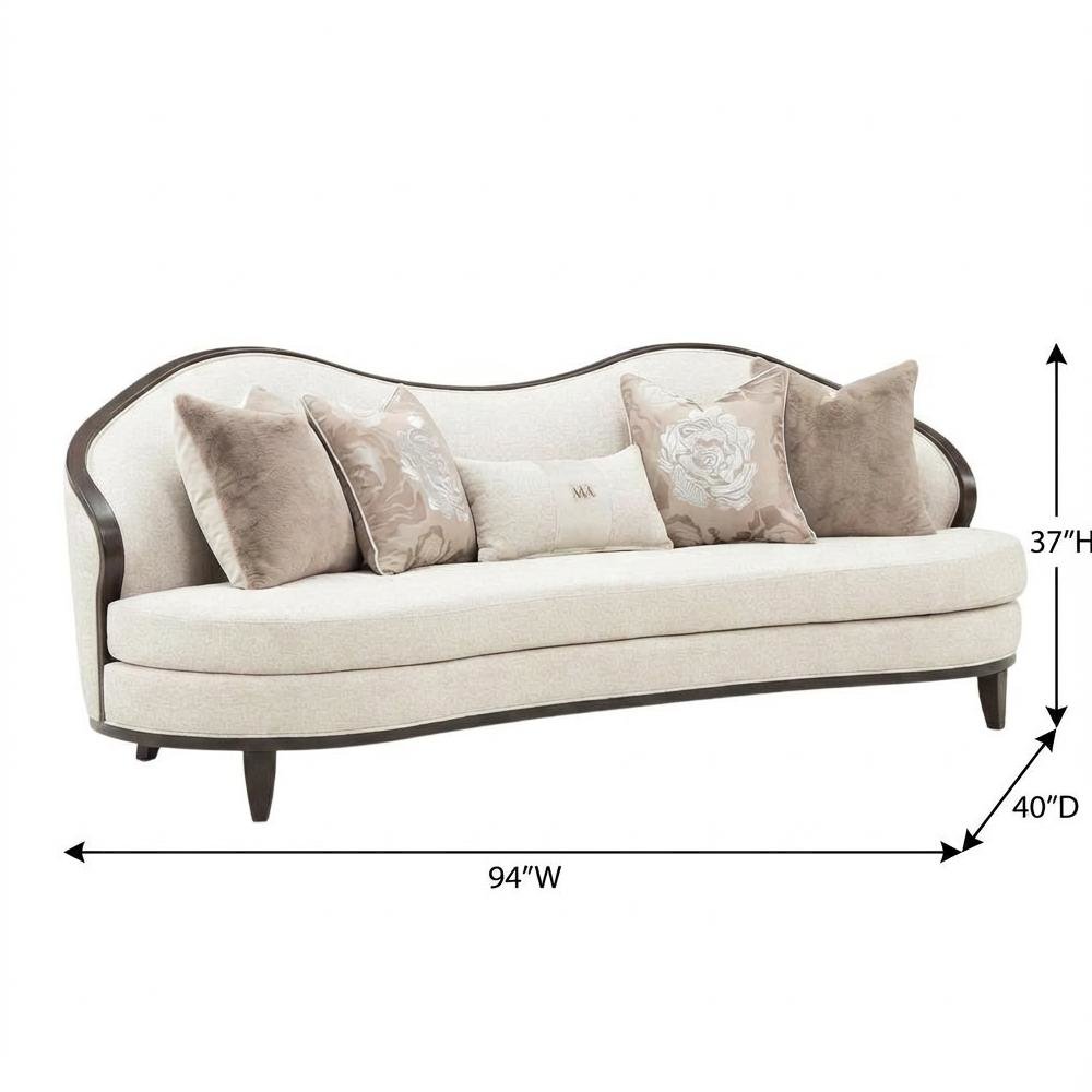 Camellia Field Chenille Sofa - Linen/Warm Pecan. Picture 9