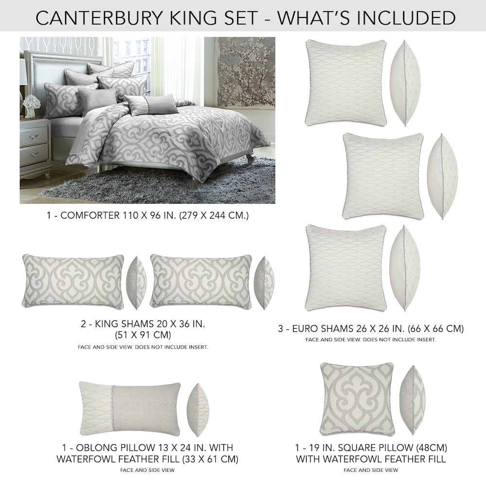 Canterbury 7-Piece Queen Comforter Set - Silver. Picture 39