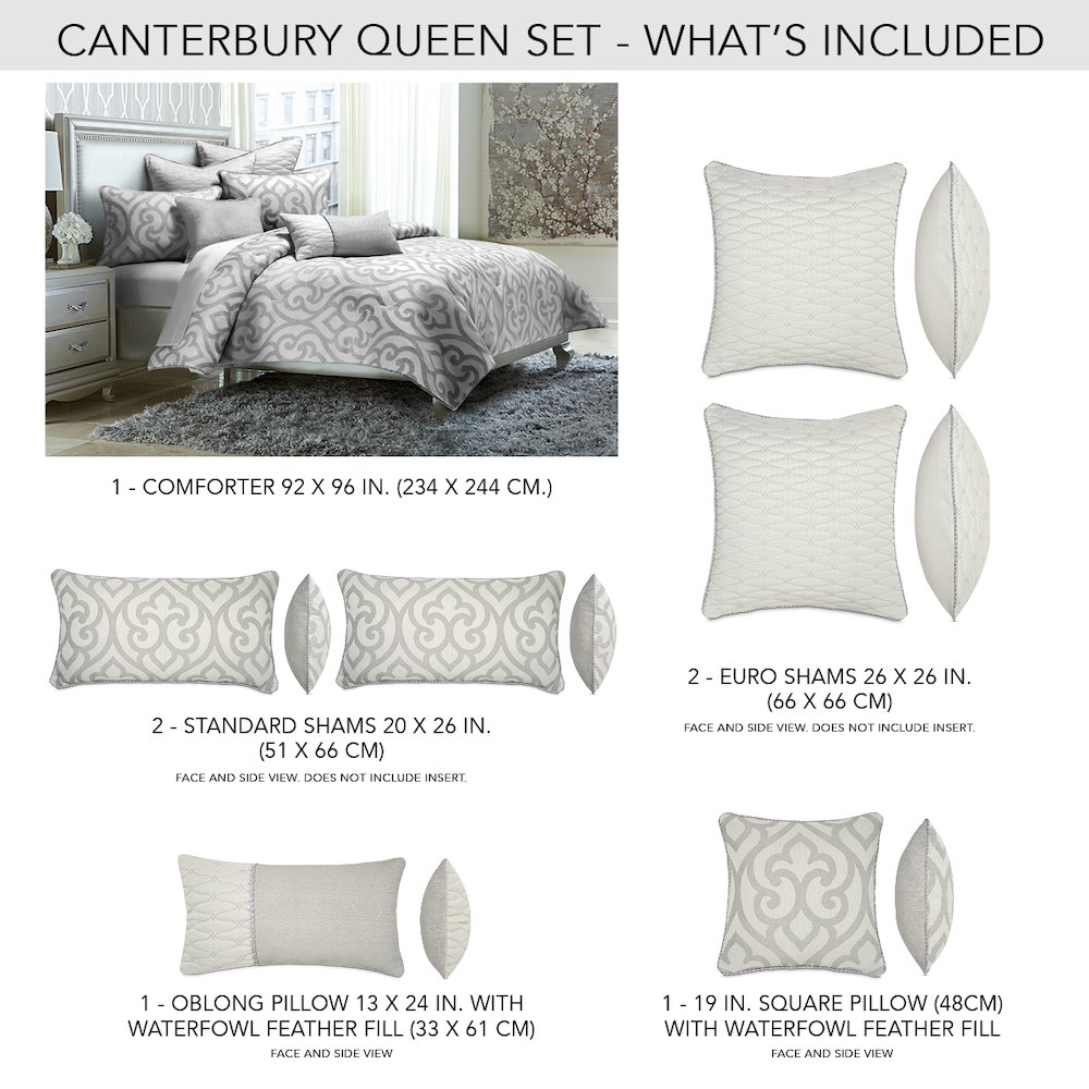 Canterbury 7-Piece Queen Comforter Set - Silver. Picture 40