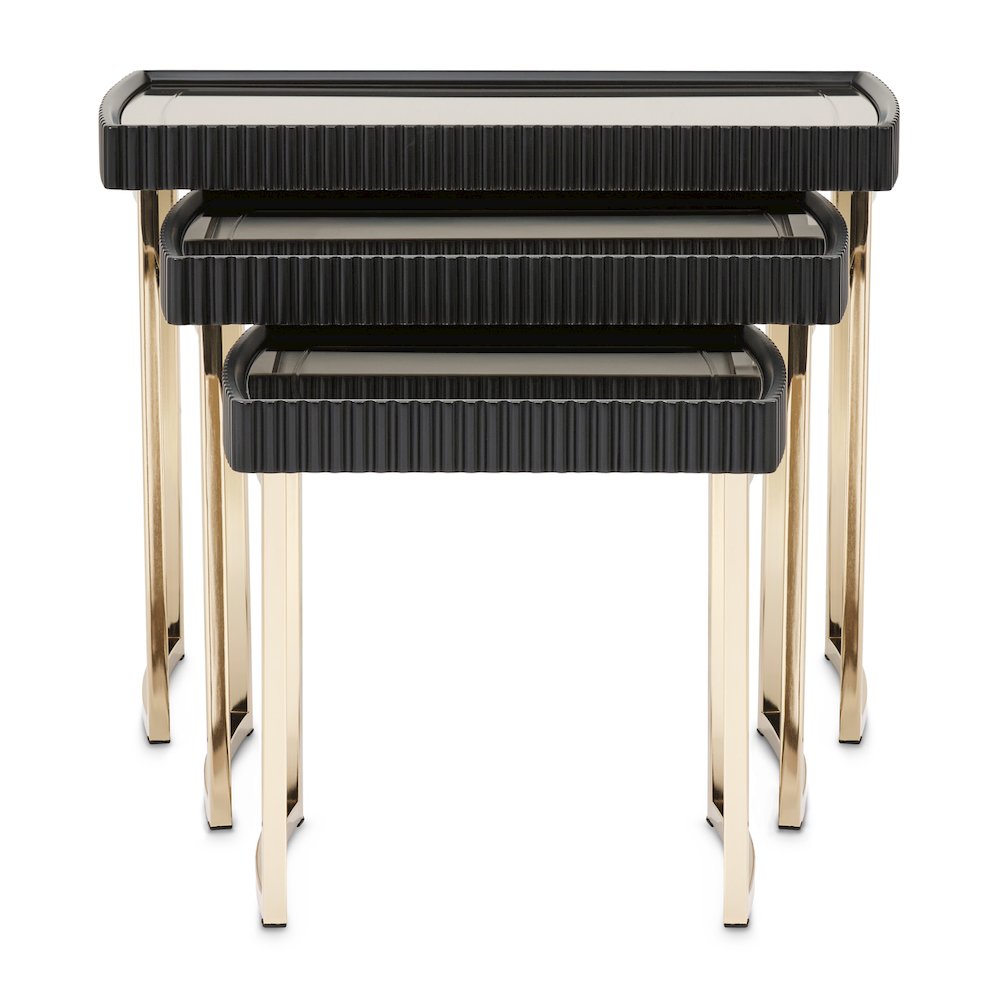 Lisbon Nesting Tables, Set of 3 - Silken Matte Black. Picture 2