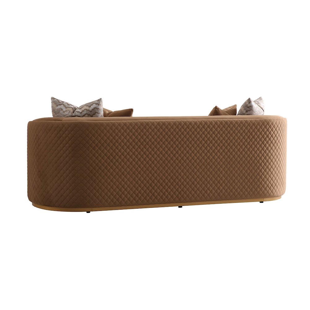 Ariana Velvet Sofa - Caramel/Gold. Picture 4