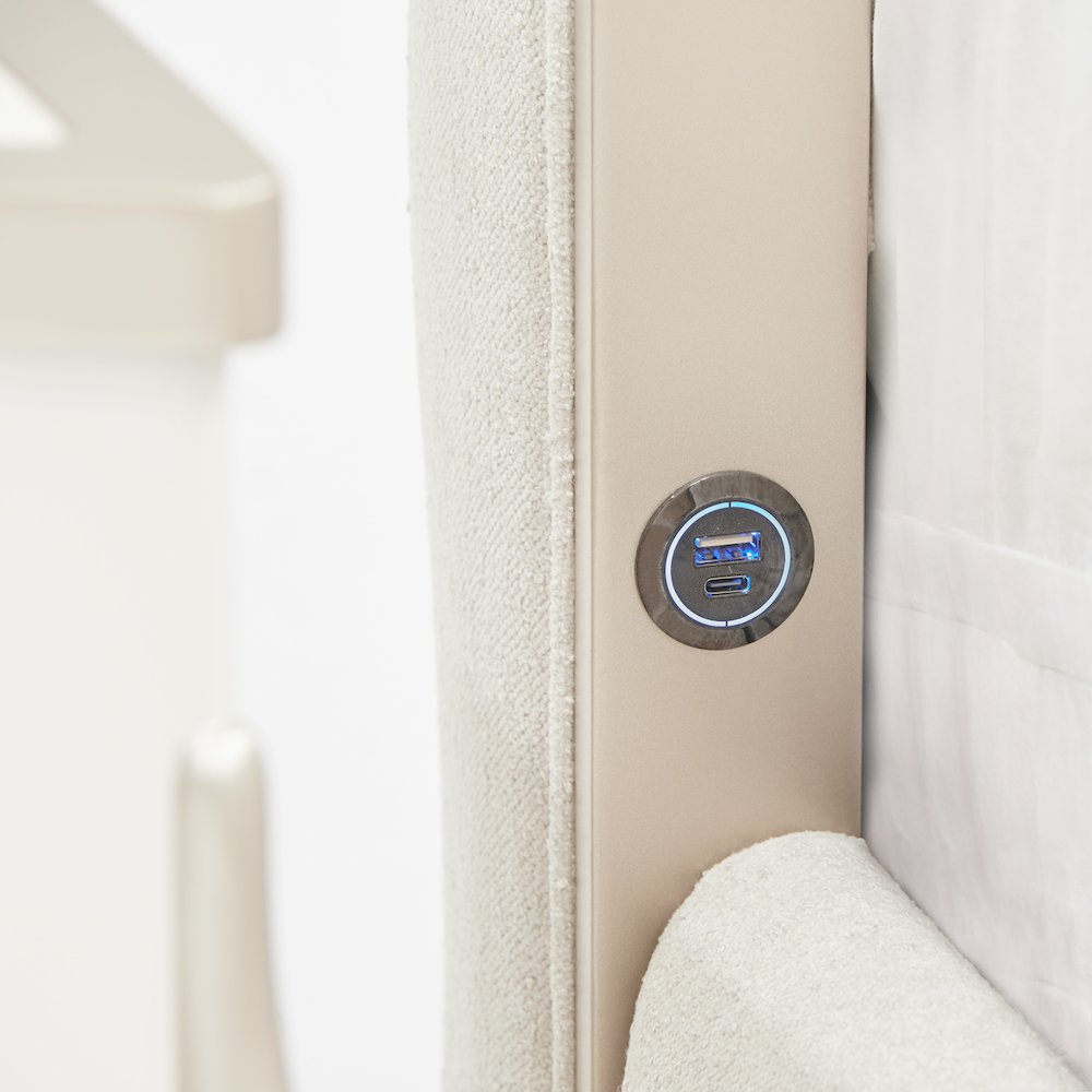 La Marisia Upholstered Queen Bed - Tranquil/Champagne Gold. Picture 8