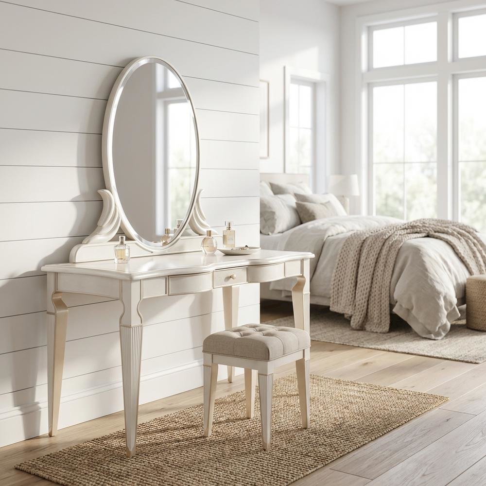 La Marisia Vanity with Mirror - Creamy Pearl. Picture 2