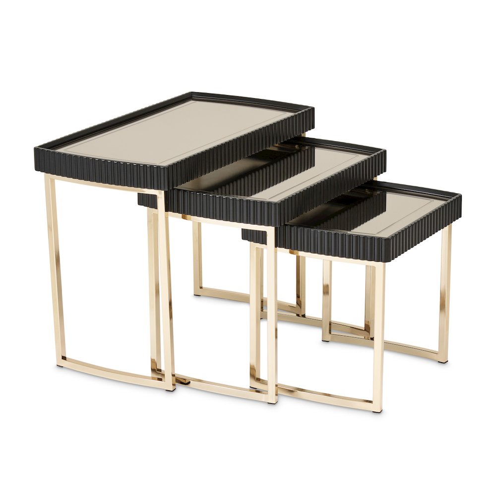 Lisbon Nesting Tables, Set of 3 - Silken Matte Black. Picture 1
