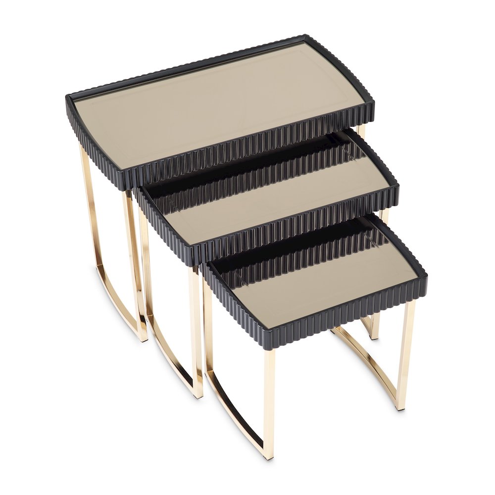 Lisbon Nesting Tables, Set of 3 - Silken Matte Black. Picture 11