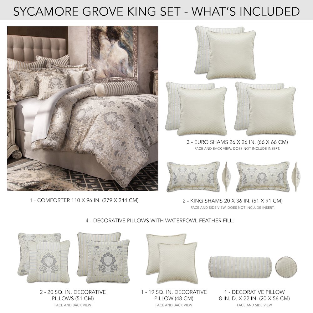 Sycamore Grove 9-Piece Queen Comforter Set - Silver. Picture 31
